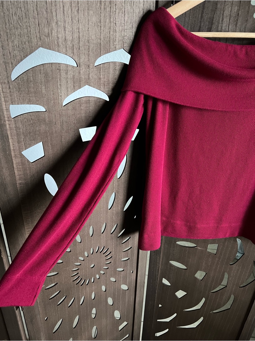 LOFT Off-Shoulder Sweater in Raspberry - Picture 4 of 5